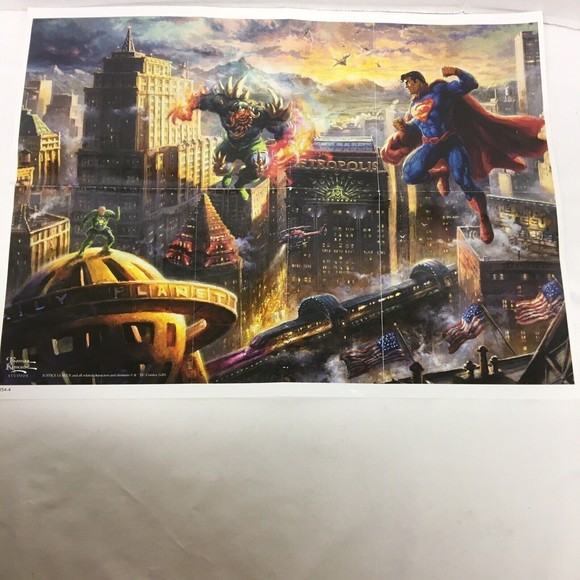 Puzzle Superman DC Justice league Metropolis Thomas Kinkade with Poster - Picture 7 of 8